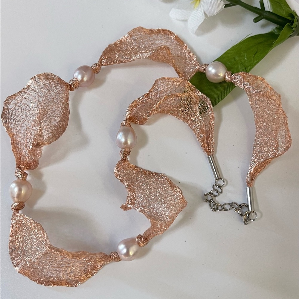 😍925 & Bronze Corded Pearl Necklace 😍